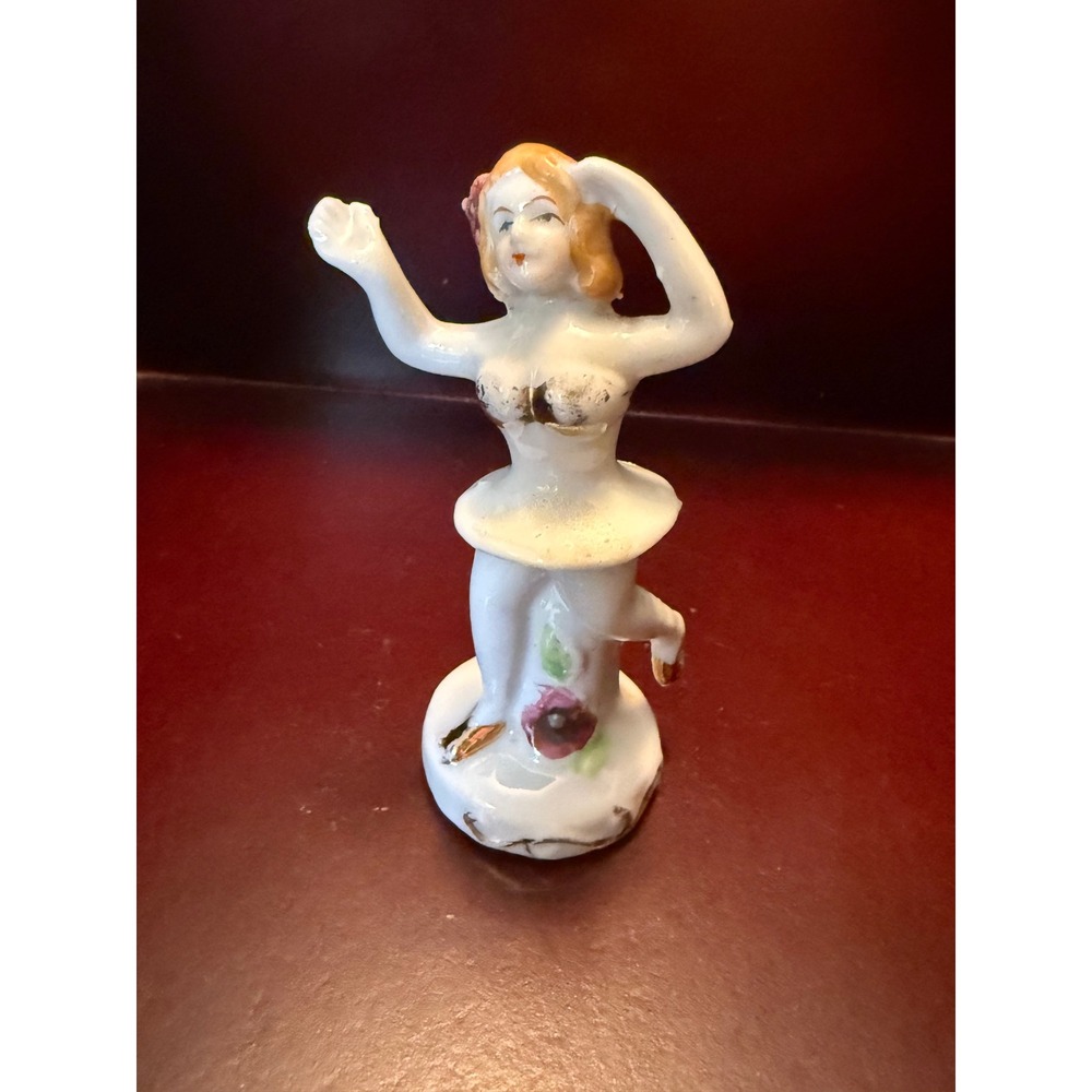 Vintage Hand‎ Painted Porcelain Ballerina Figurine Gold Gilt Miniature Dancer - Picture 2 of 10
